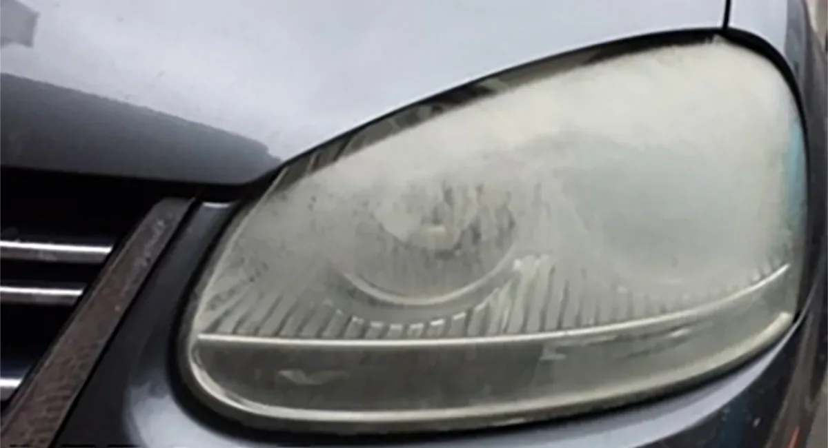 A cloudy or yellow headlight is ready to do a headlight restore.