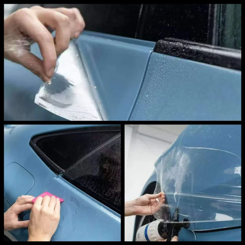 Mr Tint's technicians was installing paint protection film for a car, showing detail.