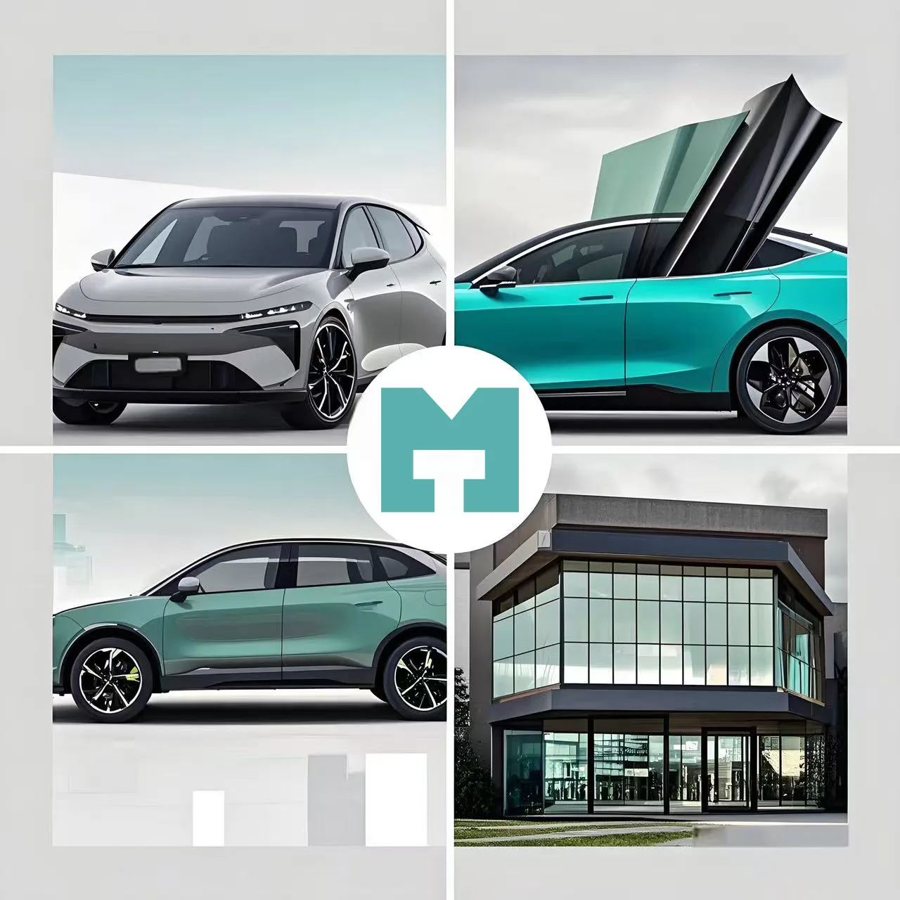 This photo shows Mr Tint's four main business, like car window tinting, car wrap ,paint protection film and home window tinting